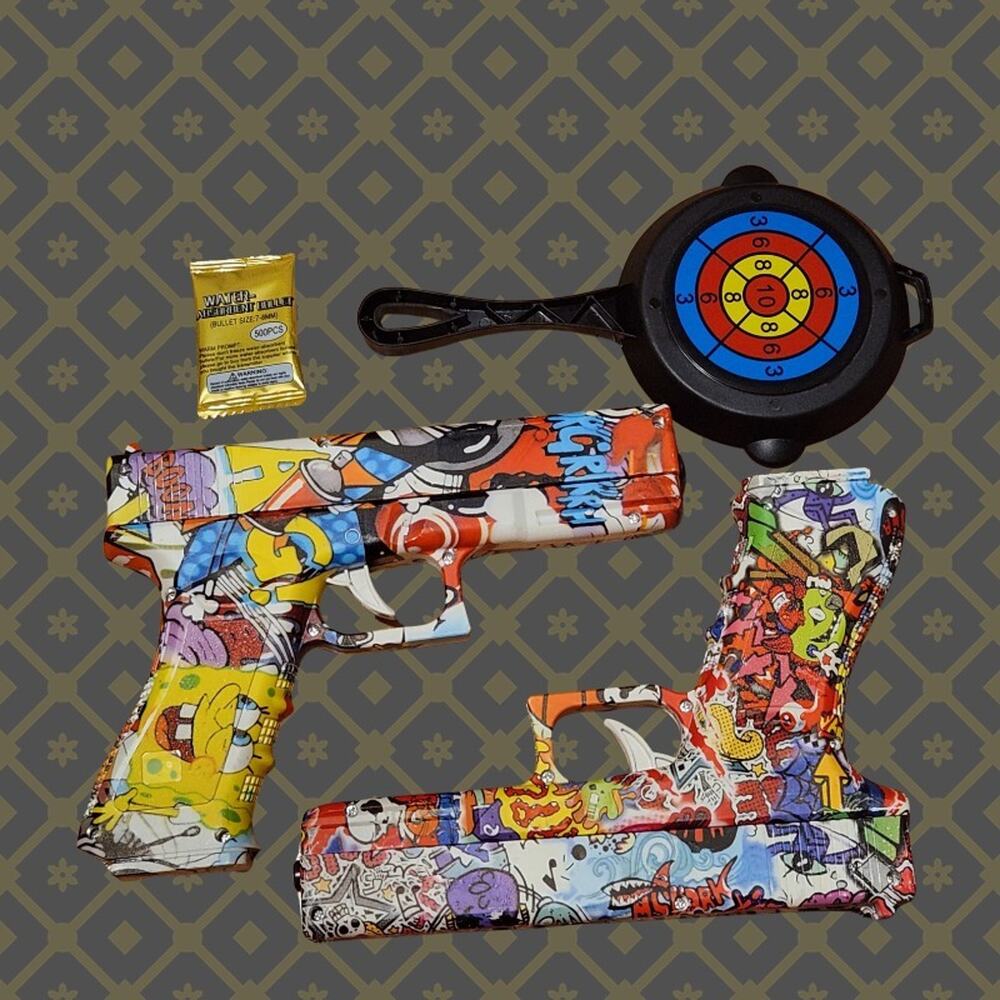 Graffiti Gel Blaster 2 Pistols & Target Set - Large - Gel Water Toy - Ages 14+